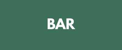 White text 'BAR' on dark green background.