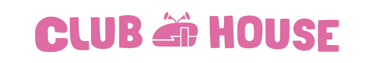 Pink logo with 'CLUB HOUSE' and a stylized house in the 'H'.